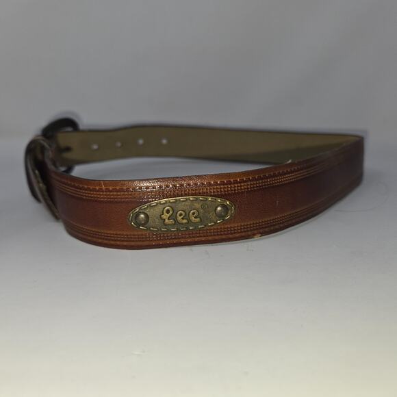 Vintage Lee Jeans Leather Children's Belt Pair Black Brown 28 Inch Slide Buckle - Picture 7 of 16